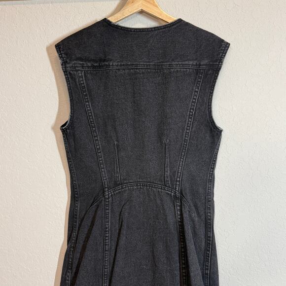 Women's 3.1 Phillip Lim Black Denim Asymmetrical Button Front Zipper Detail Sz 6 - Picture 9 of 11